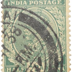 Postal Stamp of George V 1/2 Anna Green Colour - Used Condition as per Image.