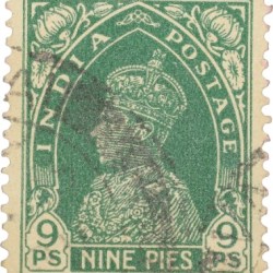 Postal Stamp of George VI 9 Pies Green Colour - Used Condition as per Image.