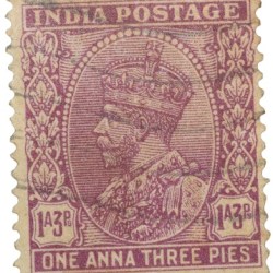 Postal Stamp of George V 1 Anna 3 Pies Pink Colour - Used Condition as per Image.