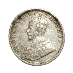 Alternative view of British India Silver 2 ANNAS Year 1913 King GEORGE-V High Collectable Grade.