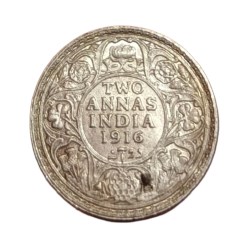 British India Silver 2 ANNAS Year 1916 King GEORGE-V High AUNC Collectable Grade.
