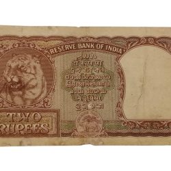 Alternative view of 2 Rupees Old Big FAFRA Issue B.RAMA RAO Gujrati FIRST ISSUE **V. RARE** Collectable Grade