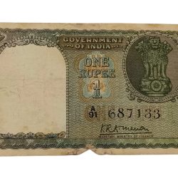 One Rupee Old FLORAL MOTIF Design FIRST Issue K.R K MENON with SEMI-FANCY Reverse 786 Serial Numbers**EX-RARE** High Collectable Grade with Minor Torns.