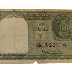 One Rupee Old FLORAL MOTIF Design FIRST Issue K.R K MENON **EX-RARE** Collectable Grade with Minor Torns.