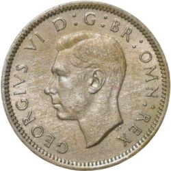 Copper-Nickel 6 Pence of George VI of United Kingdom (AD 1948) with Flowers