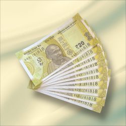 Rs 20 India Banknote TRIPLING Number 10 Note Set Number 181818 Gem Unc Very Unique and Rare