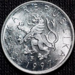 Aluminium 10 Heller of Czech Repulic (AD 1997) with Czech lion in UNC Grade