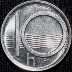 Alternative view of Aluminium 10 Heller of Czech Repulic (AD 1997) with Czech lion in UNC Grade