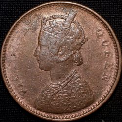 Copper 1/4 Anna of Victoria Queen (AD 1862) of Calcutta Mint