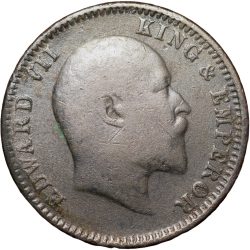 Copper 1/4 Anna of Edward VII (AD 1905) of Calcutta Mint Scarce