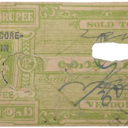 Court Fee Stamp of Travancore - Cochin State Green 1/2 Rupee Used Condition as per Image.
