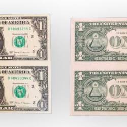 United States of America Issue USD 1 UNCUT 2 Piece GEM UNC Unique and Rare Tope Collectible Item USA