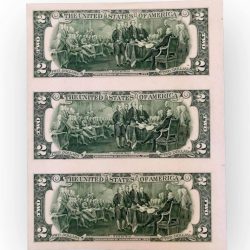 Alternative view of United States of America Issue $ 2 UNCUT 3 Piece GEM UNC Unique and Rare Tope Collectible Item USA