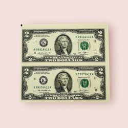 United States of America Issue USD 2 UNCUT 2 Piece GEM UNC Unique and Rare Tope Collectible Item USA