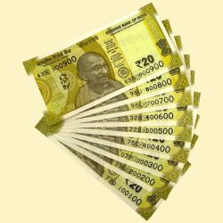 Rs 20/- 100100 to 900900 Gem Unc India Banknote New Issue Set Unique and Rare