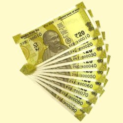 Rs 20/- 100010 to 900090 Gem Unc India Banknote New Issue Set Unique and Rare