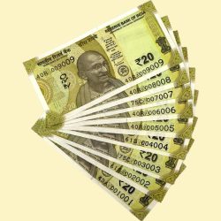 Rs 20/- 001001 to 009009 Gem Unc India Banknote New Issue Set Unique and Rare