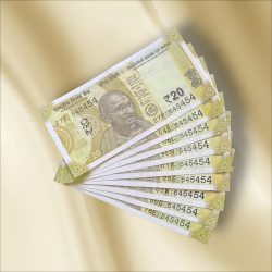 Rs 20 India Banknote Triple Number 10 Note Set Number 545454 Gem Unc Very Unique and Rare