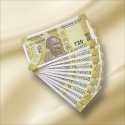 Rs 20 India Banknote Triple Number 10 Note Set Number 585858 Gem Unc Very Unique and Rare