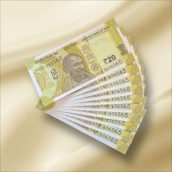 Rs 20 India Banknote Triple Number 10 Note Set Number 656565 Gem Unc Very Unique and Rare