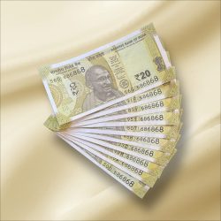 Rs 20 India Banknote Triple Number 10 Note Set Number 686868 Gem Unc Very Unique and Rare