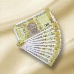 Rs 20 India Banknote Triple Number 10 Note Set Number 707070 Gem Unc Very Unique and Rare