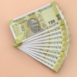 Rs 20 India Banknote Triple Number 10 Note Set Number 747474 Gem Unc Very Unique and Rare