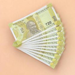 Rs 20 India Banknote Triple Number 10 Note Set Number 757575 Gem Unc Very Unique and Rare