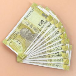 Rs 20 India Banknote Triple Number 10 Note Set Number 898989 Gem Unc Very Unique and Rare