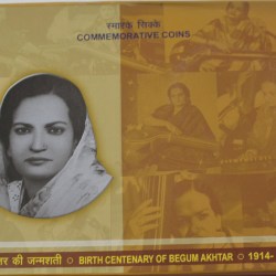 2013-BIRTH CENTENARY OF BEGUM AKHTAR Rs.100, Rs.5 (2 COIN UNC SET)