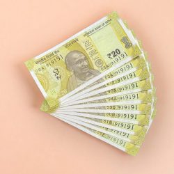 Rs 20 India Banknote Triple Number 10 Note Set Number 919191 Gem Unc Very Unique and Rare