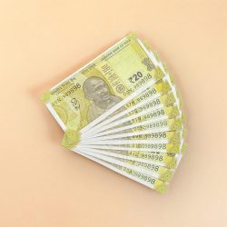 Rs 20 India Banknote Triple Number 10 Note Set Number 989898 Gem Unc Very Unique and Rare