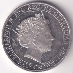Alternative view of Gibraltar Half Crown Copper Nickel Coin #1