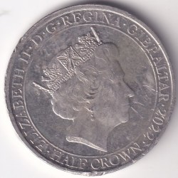 Alternative view of Gibraltar Half Crown Copper Nickel Coin #2