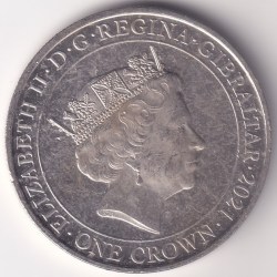 Alternative view of Gibraltar One Crown Copper Nickel Coin #2