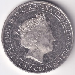 Alternative view of Gibraltar One Crown Copper Nickel Coin #4