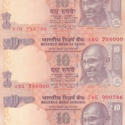 Raghuram Rajan 786786 786000 & 000786 Three Super Fancy Number Unc Set Rare