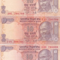 YV Reddy 786786 786000 & 000786 Three Super Fancy Number Unc Set Rare