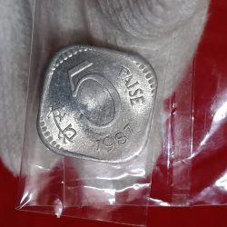 Five Paise Rare Coin 1987 Year Calcutta Mint Gem Bunc Condition