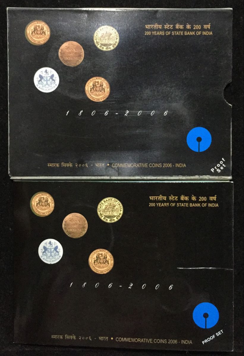 200 years of state bank of India (PROOF SET)2 coin kolkatta mint