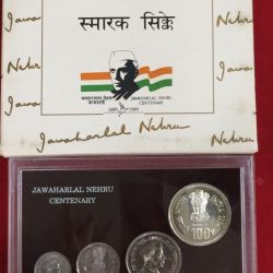Alternative view of 1989, Jawaharlal Nehru Birth Centenary, UNC set of 4 Coins Set
