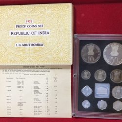 1976 Proof Coins Set Republic Of India I.G.Mint Bombay, Proof set of 4 Coins Set
