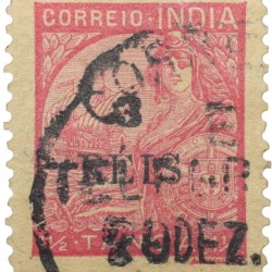 Postal Stamp of India Portugues - Red 1-1/2 Tanga Used as per Image.
