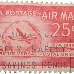 Old Postal Stamp of USA - Airmail 25 Cents Red Colour - The Universal Postal Union - Used Condition as per Image.