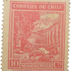 Old Postal Stamp of Chile - Agriculture 10 Cents Red Colour - Used Condition as per Image.