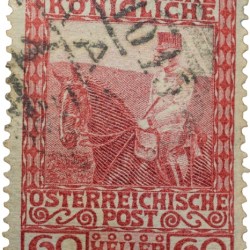 Old Postal Stamp of Austria - 60 Heller Red Colour - Used Condition as per Image.