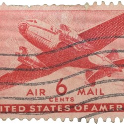 Old Postal Stamp of USA - Airmail 5 Cents Red Colour - Used Condition as per Image.