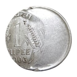 One Rupee Fss Old Corn Issue Year 2003 MAJOR OFF CENTER Error **SCARE** High Collectable Grade.