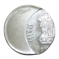 Alternative view of 2 Rupees Fss Floral Issue MAJOR OFF CENTER Error High Collectable Grade.