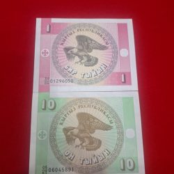 Kyrgyzstan 1 ,10 Tyiyn set of 2 note GEM UNC CONDITION